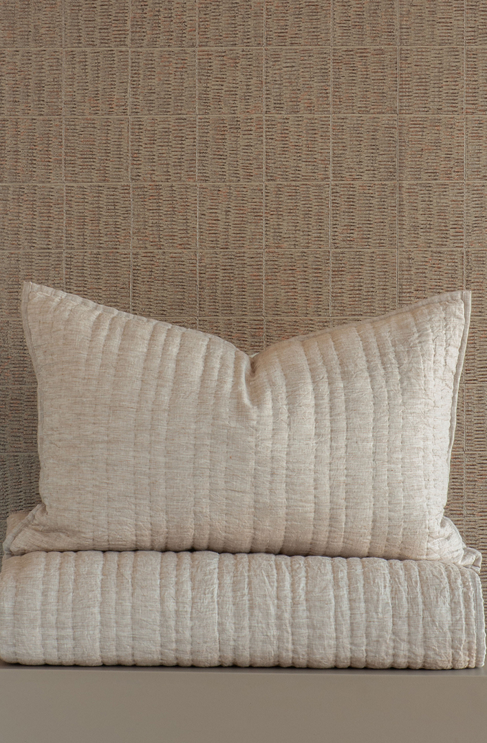 Bianca Lorenne Ricamo Driftwood Bedspread | Luxury Linen Bedspread NZ image 5